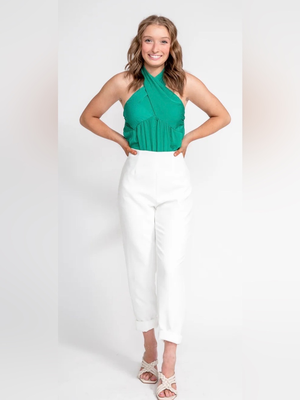 Promesa Cross My Heart Matte Satin Halter Bodysuit